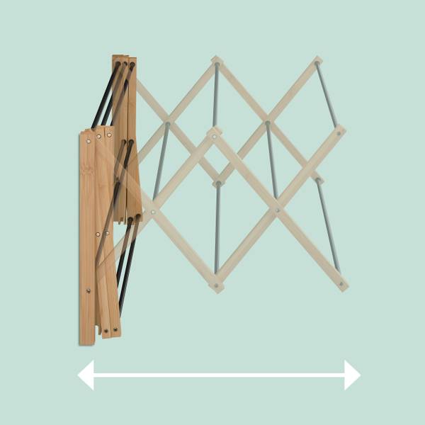 Wanddroogrek uitschuifbaar bamboe zwart - lichtbruin