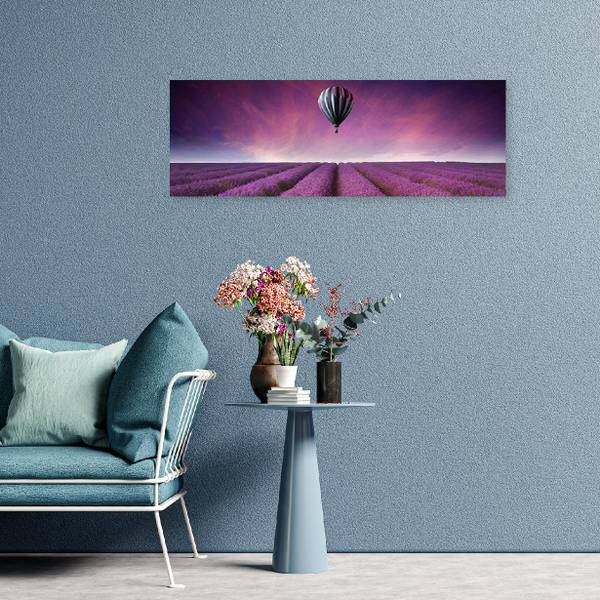 Wandbild ballon über einem lavendelfeld 120 x 40 cm