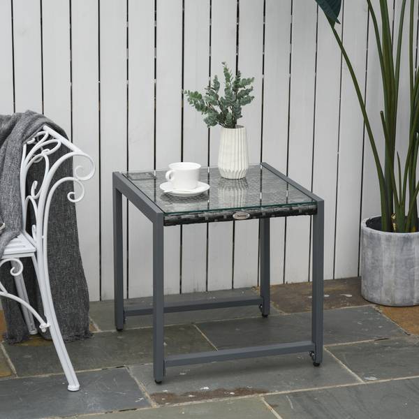 Beistelltisch 867-033 Grau - Aluminium - Sicherheitsglas - 495 x 50 x 50 cm