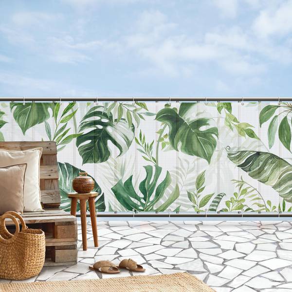 Balkon Sichtschutz Tropische Blätter 200 x 90 cm