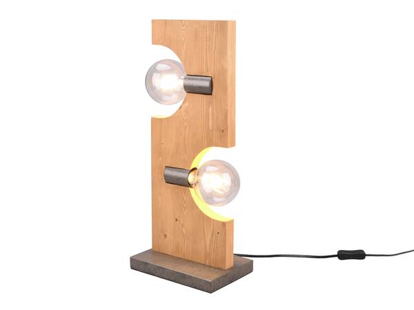 Tischleuchte Holz mehrflammig Höhe 52cm Braun - Silber - Eisen - 22 x 52 x 15 cm