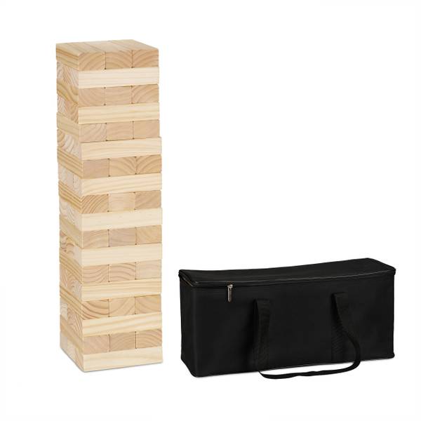 XL Wackelturm Holz Schwarz - Braun - Polyester - 17 x 63 x 17 cm