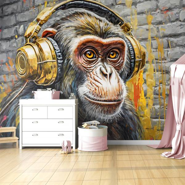 Fototapete Affe DJ Musik 100 x 70 cm