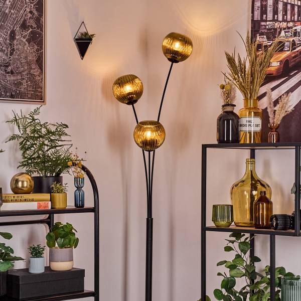 Stehlampe Cesaro Gold - Aluminium - Klarglas - 39 x 170 x 39 cm