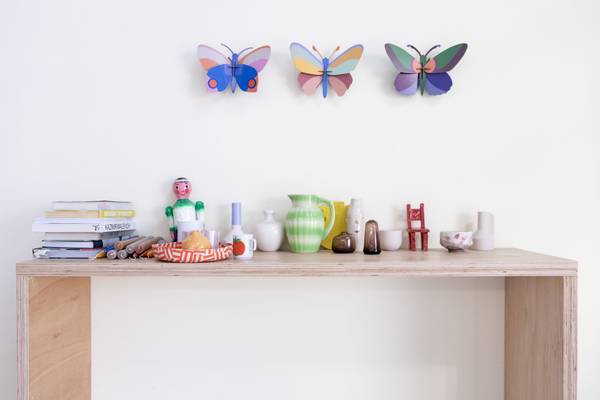 Wandobjekt Leuchtender Schmetterling Naturfaser - Papier - 7 x 16 x 24 cm