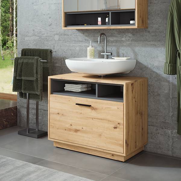 Ijdelheidseenheid Beatrice 54888 antracietkleurig - eikenhouten look