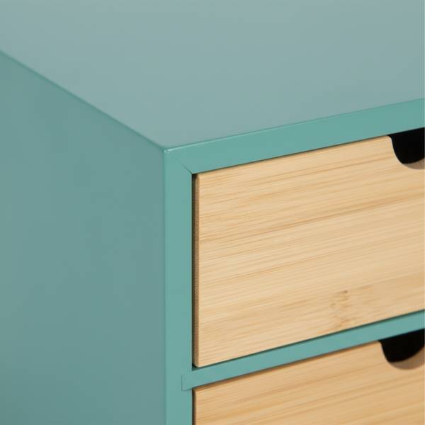 Schreibtisch Organizer 4 Schubladen Braun - Türkis - Bambus - Holzwerkstoff - 33 x 14 x 21 cm