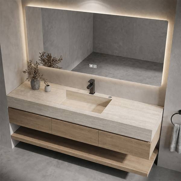 Waschbecken NF1798-120K 5er Set Braun - Glas - 55 x 15 x 120 cm