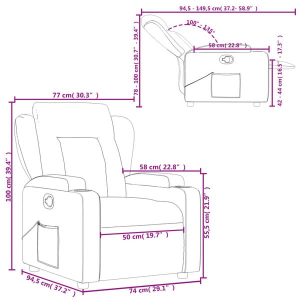 Fauteuil inclinable 3032418-1 Crème - Blanc