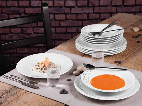 Tafelservice Trio Highline 12-teilig Weiß - Pinie - 33 x 24 x 33 cm