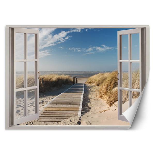 Fototapete Fensterblick weg zum Strand 280 x 200 cm