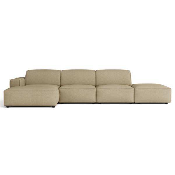Ecksofa Sellmo Mokka - Ecke davorstehend links - Ottomane davorstehend links