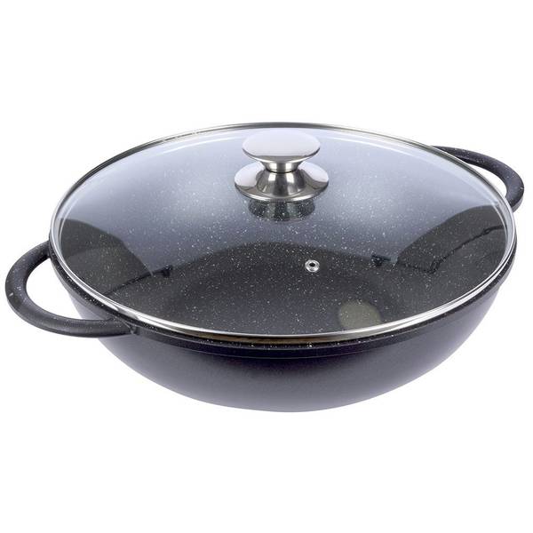 Wokpfanne mit Glasdeckel GRANDE 112979 Schwarz - Aluminium - 33 x 10 x 42 cm