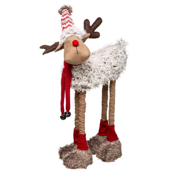 Teleskop-Rentierfigur 60 cm Grau - Textil - 28 x 53 x 16 cm
