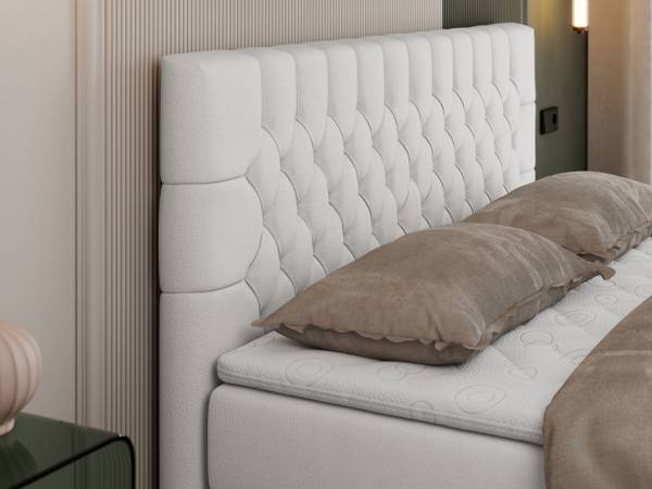 Boxspringbett PERA Weiß - Breite: 200 cm - H4