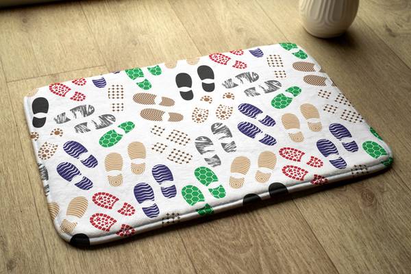 Badteppich Schuhabdrücke Weiß - Polyester - 75 x 45 x 75 cm