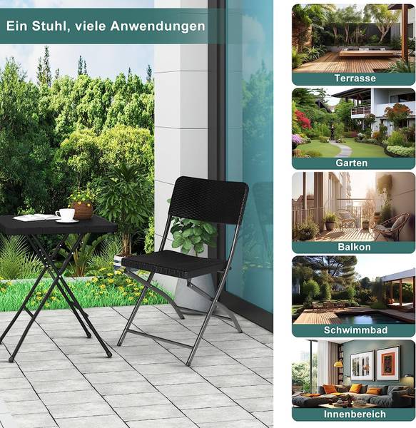 Klappstuhl Silvina (2er Set ) Schwarz - Textil - 46 x 81 x 59 cm