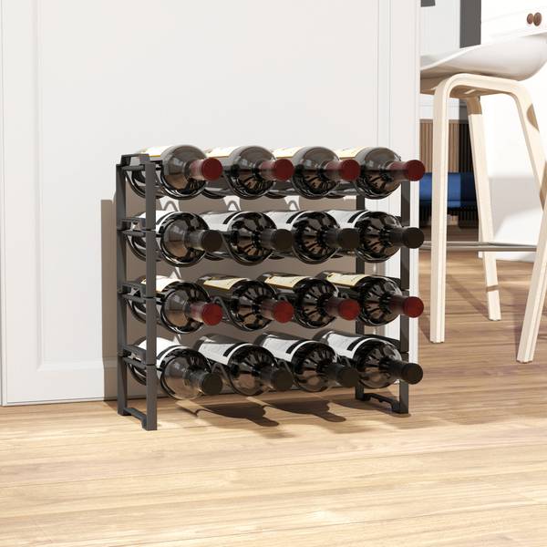 Wijnrek 801-382V00BK zwart - metaal - 17 x 41 x 43 cm