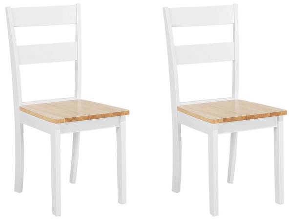 Esszimmerstuhl GEORGIA 2er Set Braun - Weiß - Massivholz - 45 x 89 x 43 cm