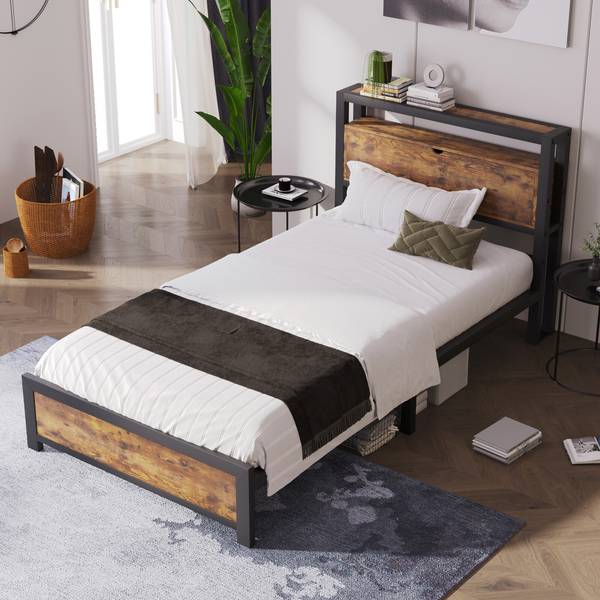 Einzelbett Ikkiel Schwarz - Metall - 100 x 95 x 220 cm