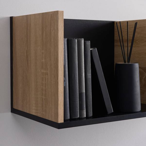 Wandregal LORI Beige - Schwarz - Holzwerkstoff - 80 x 30 x 30 cm