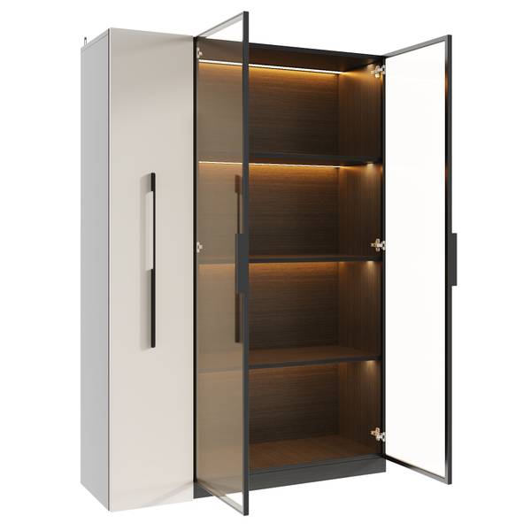 Standvitrine GLOWWoody Ⅳ Schwarz - Holzwerkstoff - 35 x 160 x 111 cm