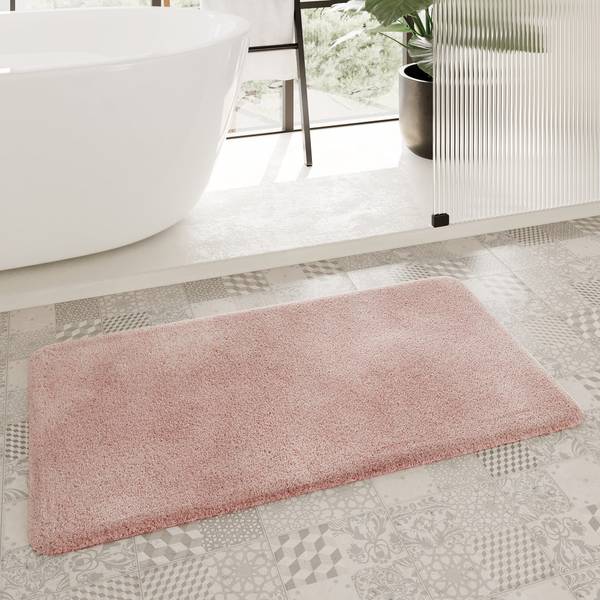 Badteppich Porto Azzurro Grau - Hellrosa - Pink - 80 x 150 cm