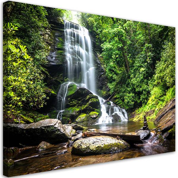 Tableau déco cascade dans la forêt 60 x 40 cm