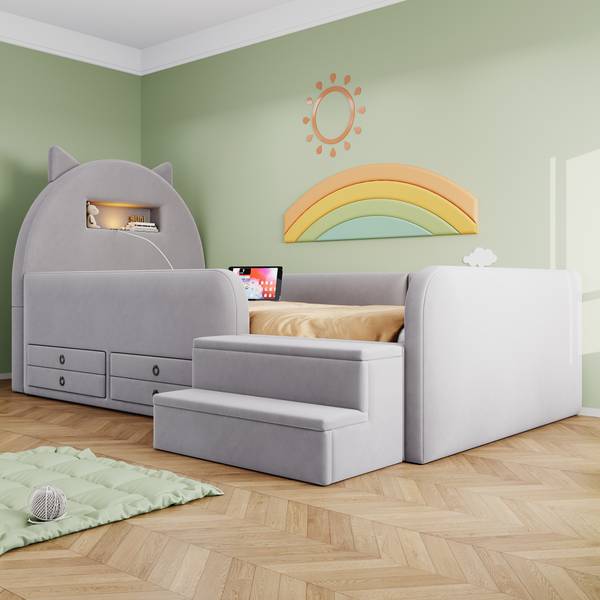 Einzelbett K-2251 Hellgrau
