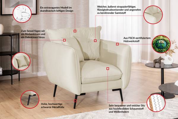 Polstergarnitur 2+1 Nordloft 2-tlg. Beige