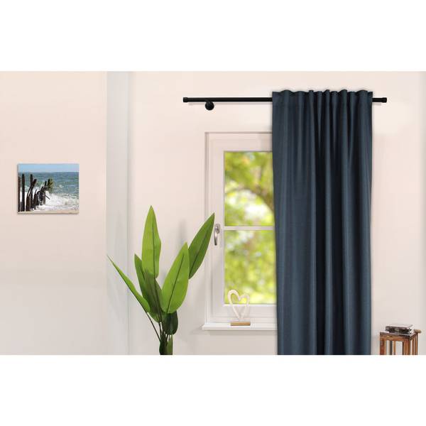 Gardinenstange 1-Lauf Kappe Schwarz - Breite: 60 cm