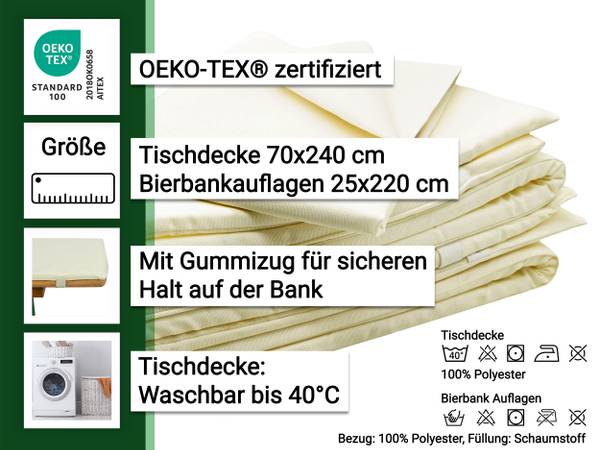 Bierbankauflagen 00000249 3er-Set Beige - Textil - 70 x 1 x 240 cm