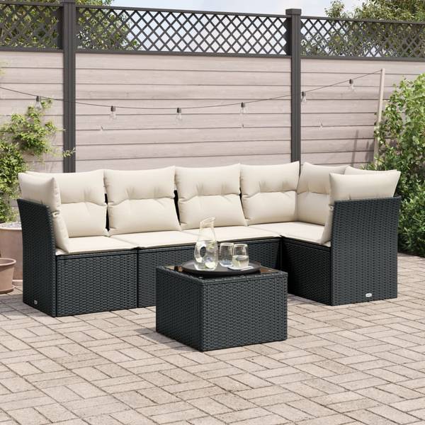 Garten-Lounge-Set 3034235-2 (6-teilig) Schwarz - Creme - Weiß