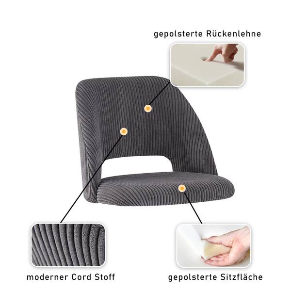 Eetkamerstoel MARY set van 2 antracietkleurig