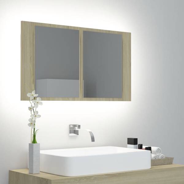 LED-Spiegelschrank 3008765_de Braun - Holzwerkstoff - 12 x 45 x 80 cm