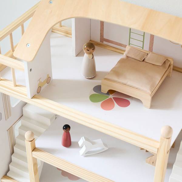Puppenhaus BLANCHE 19 tlg Weiß - Holzwerkstoff - 32 x 81 x 61 cm