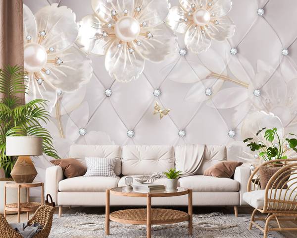 Fotobehang ABSTRACTIE Bloemen Parels 360 x 240 x 240 cm