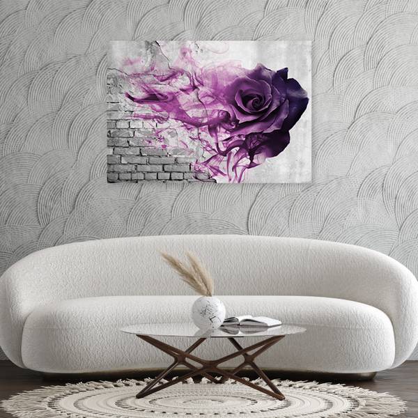 Tableau déco rose mur de briques 100 x 70 cm