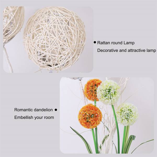 Staande lampe Lumiflora wit - rotan - 20 x 109 x 20 cm