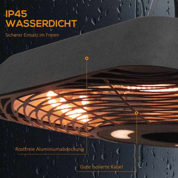 Deckenheizstrahler CO235 Schwarz - Metall - 45 x 10 x 45 cm