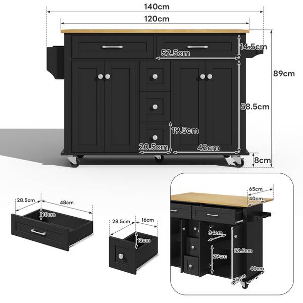 Kücheninsel BB8055 Schwarz