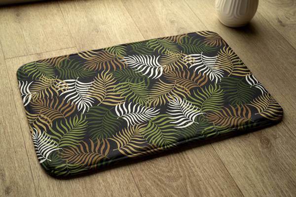 Badteppich Pflanzenmuster Grün - Textil - 90 x 60 x 90 cm
