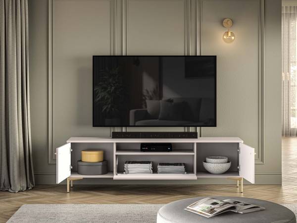 TV-Lowboard Sandro Grau - Aluminium - 180 x 53 x 34 cm