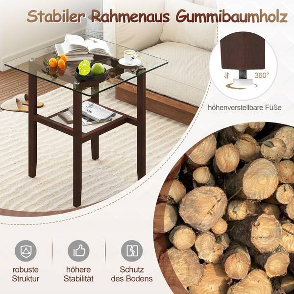 Salontafel TH32947NZNL bruin - glas - 61 x 63 x 61 cm