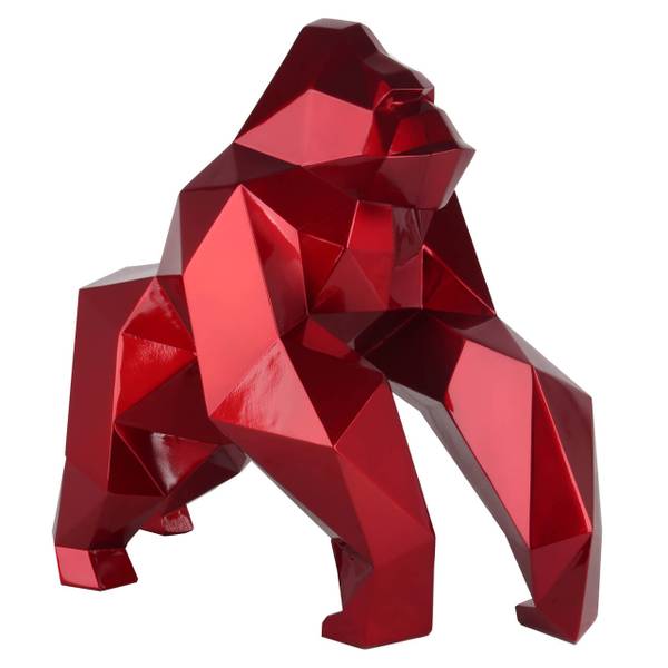 Skulptur Tier Lur Rot - Kunststein - Kunststoff - 49 x 44 x 24 cm