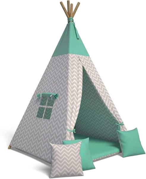 Tipi-Zelt Mit Kissen Indoor Grün