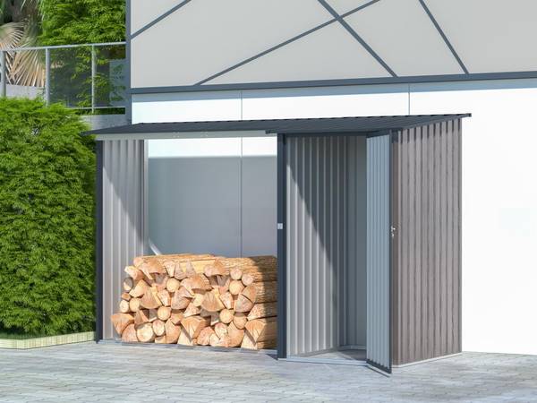 Kaminholzregal DORWOOD Grau - Metall - 100 x 159 x 272 cm