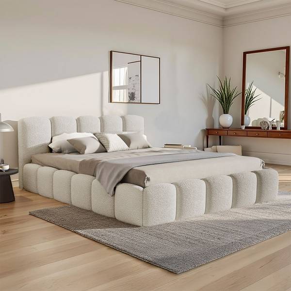 Polsterbett Catania Beige - 201 x 97 x 217 cm