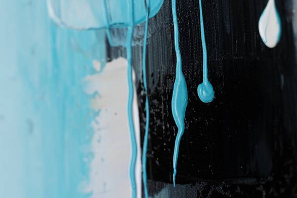 Tableau peint à la main Abstrait Vero Gris - Turquoise - Coton - 80 x 80 x 4 cm