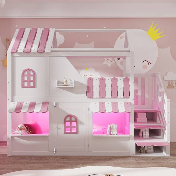 Hochbett Oneiros Ⅱ Pink - Weiß